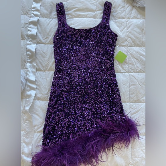 Sequins festher purple mini dress - Picture 7 of 8